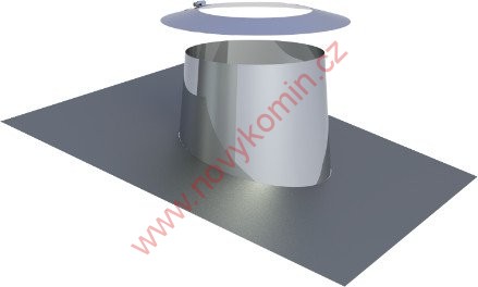 Střešní průchod. 5°-15°olověný okraj a límec tl.0,5mm tl.izolace 25mm Průměr 130mm