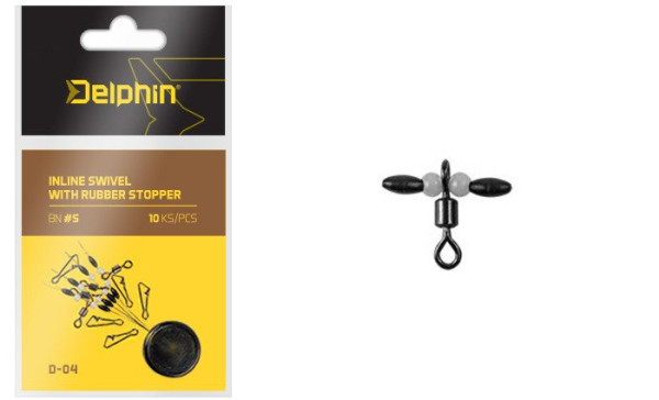 DELPHIN Inline swivel with rubber stopper 