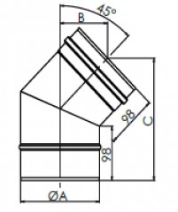 Nerezové koleno 45° pevné tl.0,6mm (bodovaný svár) Průměr 80mm