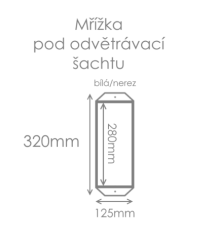 Větrací mřížka pod odvětrávací šachtu - bílá 28x12cm
